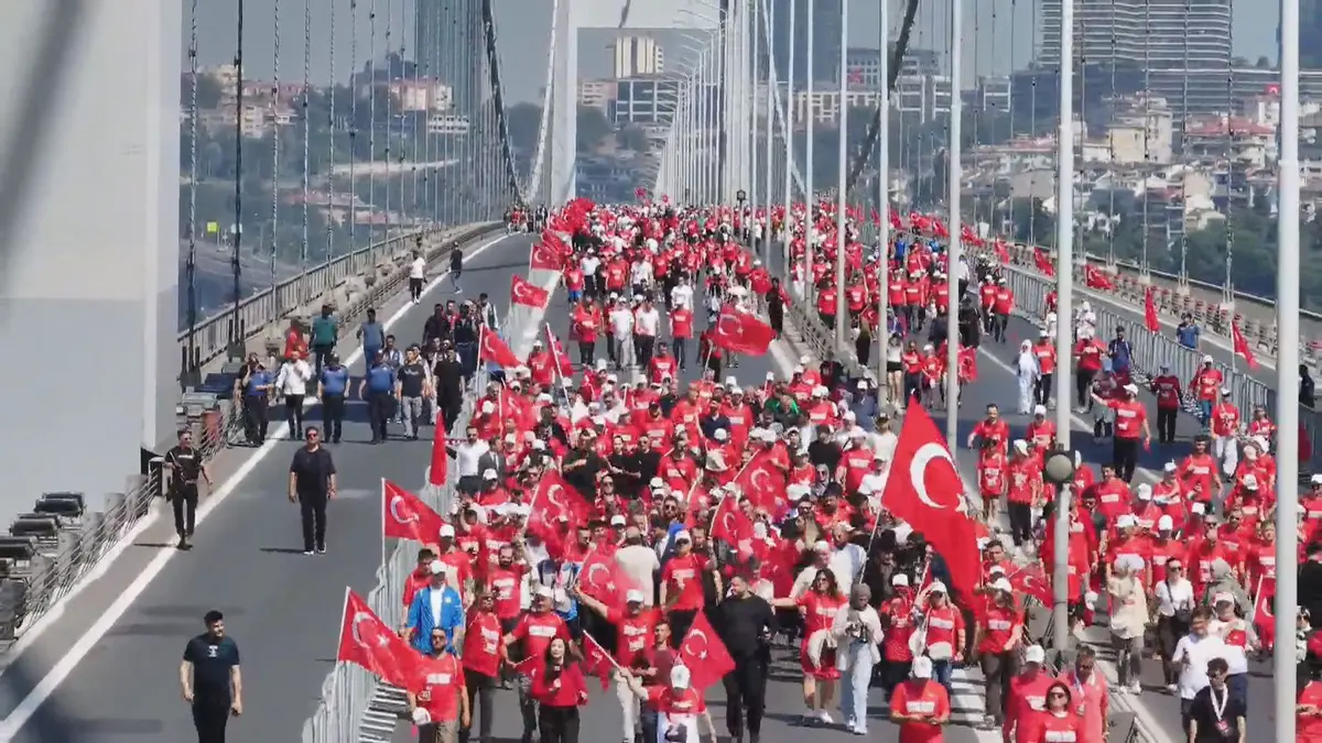 15 Temmuz Demokrasi ve Şehitleri Anma Yürüyüşü böyle görüntülendi