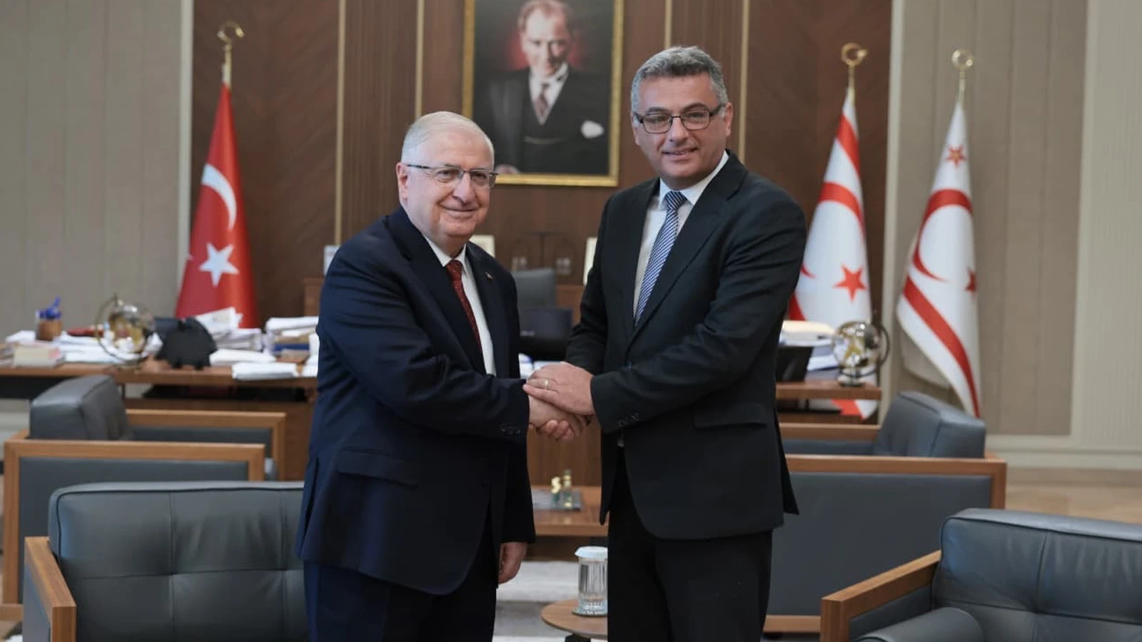 KKTC Cumhurbaşkanı Erhürman, Milli Savunma Bakanı Güler'i kabul etti