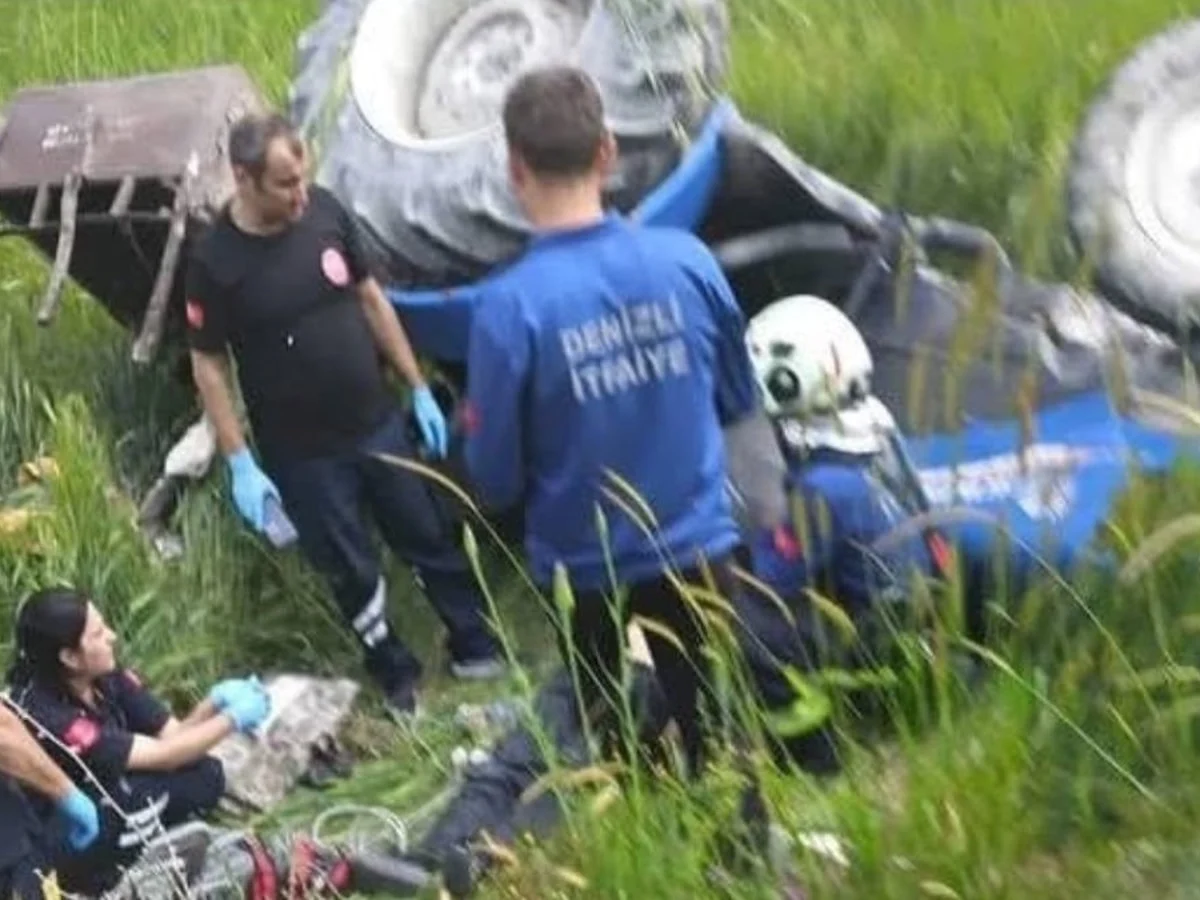 Denizli'de devrilen traktörün altında kalan sürücü öldü