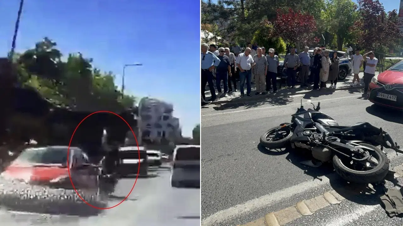 İki şeridin arasına daldı, iki araca çarptı!