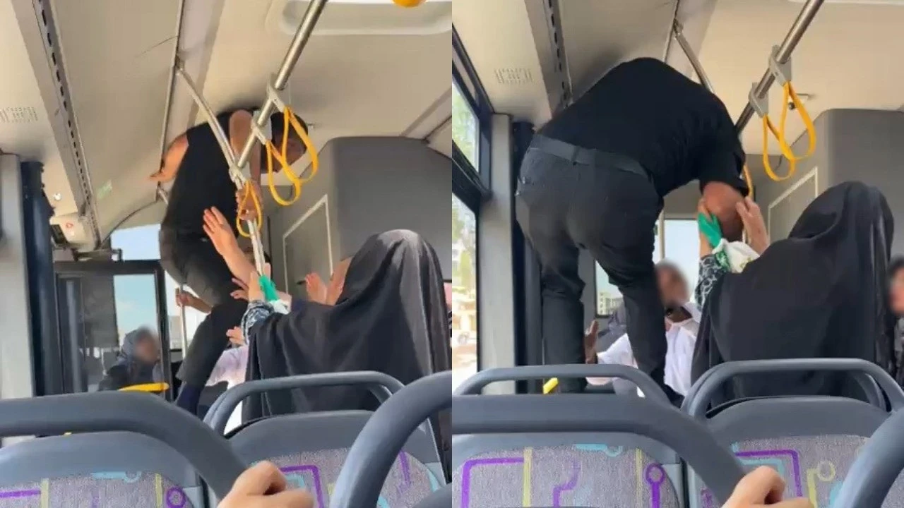 Otobüste tekmeli, yumruklu kavga